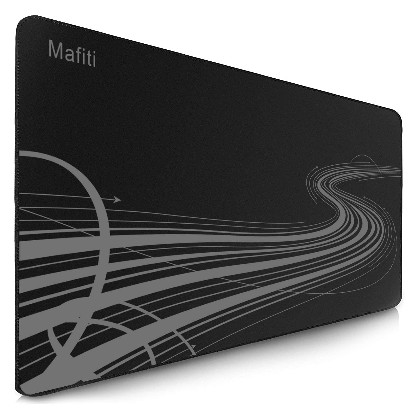 Extra Large Gaming Mouse Pad 35.4x15.7 Inches - Stitched Edges, Non-Slip Rubber Base, Water-Resistant Desk Mat for Keyboard & Mouse - Perfect for PC Gaming, Office Work & Home Computer Setup - Black Extended Mousepad