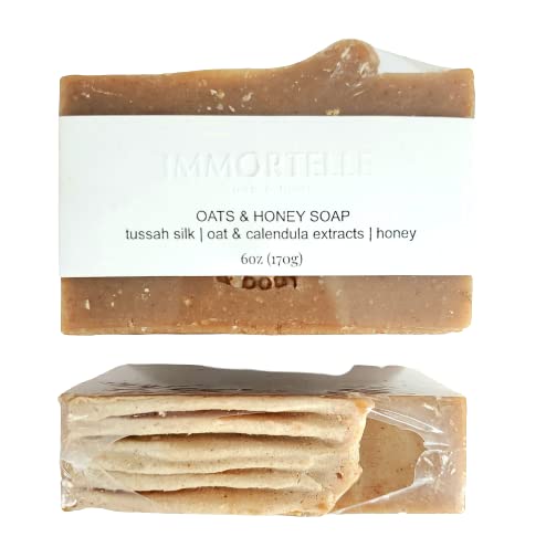 Oats and Honey All-Natural Handmade Bar Soap with Colloidal Oats & Oat Milk | Immortelle Infused for Gentle Skin Care | Perfect for Dry, Sensitive Skin & Daily Moisturizing