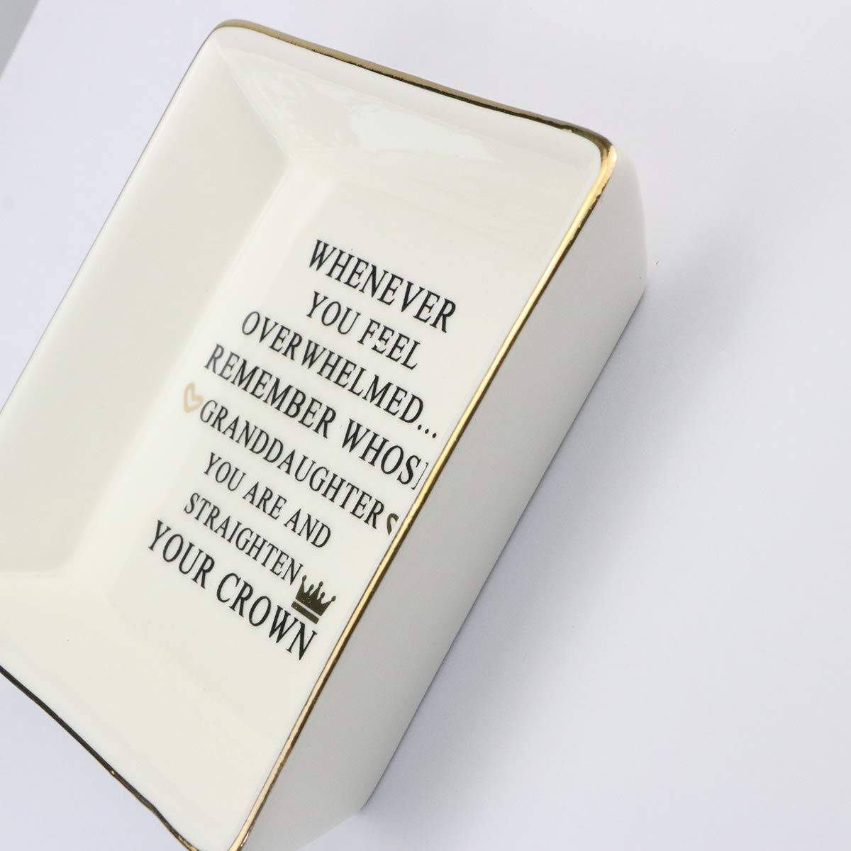 JoycuFF Inspirational Marble Ceramic Jewelry Dish - Elegant Ring & Earring Tray for Women | Perfect Granddaughter Gift for Christmas, Birthday & Special Occasions | Stylish Home Decor & Vanity Organizer