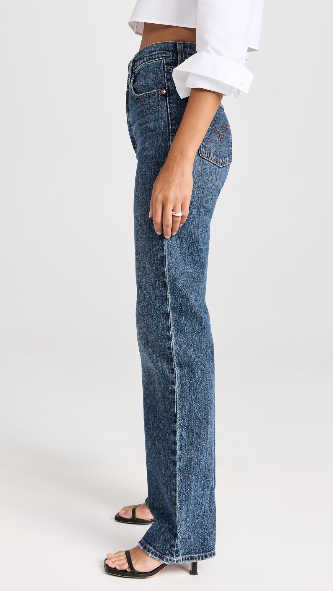 Levi's Women's Ribcage Straight Leg High Rise Full Length Jeans - Stretch Denim Pants for Casual Wear & Everyday Outfits