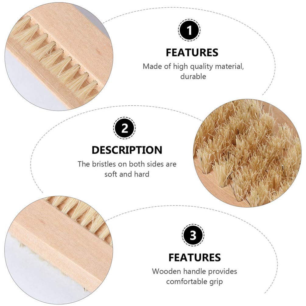 4pcs Natural Pig Bristle Nail Brush Set - Wooden Handle Nail Cleaning Brush for Manicure & Pedicure, Nail Polish & Foot Scrubber - Perfect for Home Spa, Salon Care & Gift Giving