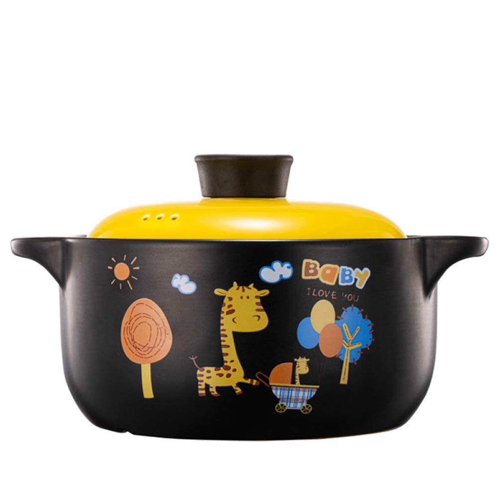YISUPP 2.5L Yellow High-Temperature Resistant Casserole Pot with Lid - Oven & Hob Safe Porridge Pot, Milk Pan, Earthenware Stockpot for Cooking, Baking & Serving | Perfect for Soups, Stews, Rice Dishes & Family Meals