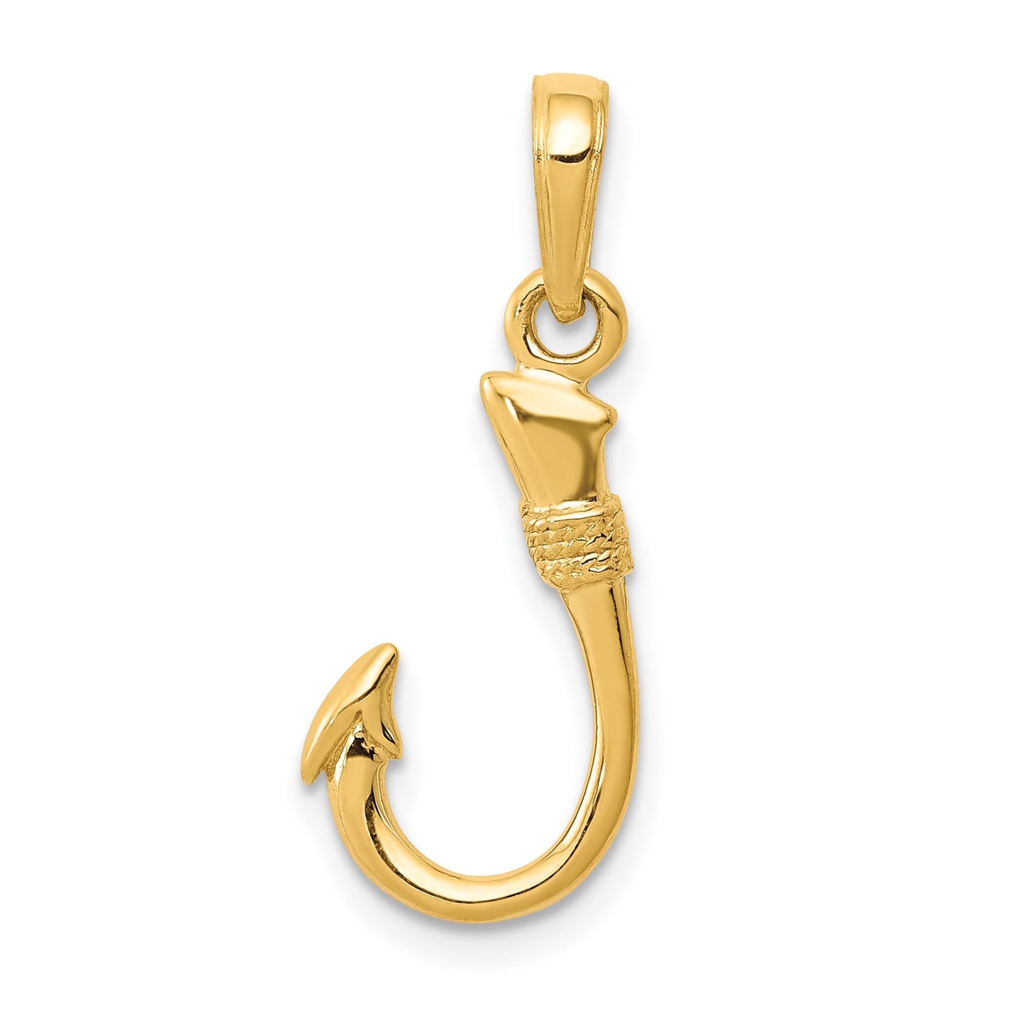 10K Solid Yellow Gold Hawaiian Fish Hook Necklace - Handmade Jewelry Pendant for Women - Perfect for Beach Vacations, Hawaiian Themed Parties & Everyday Boho Style