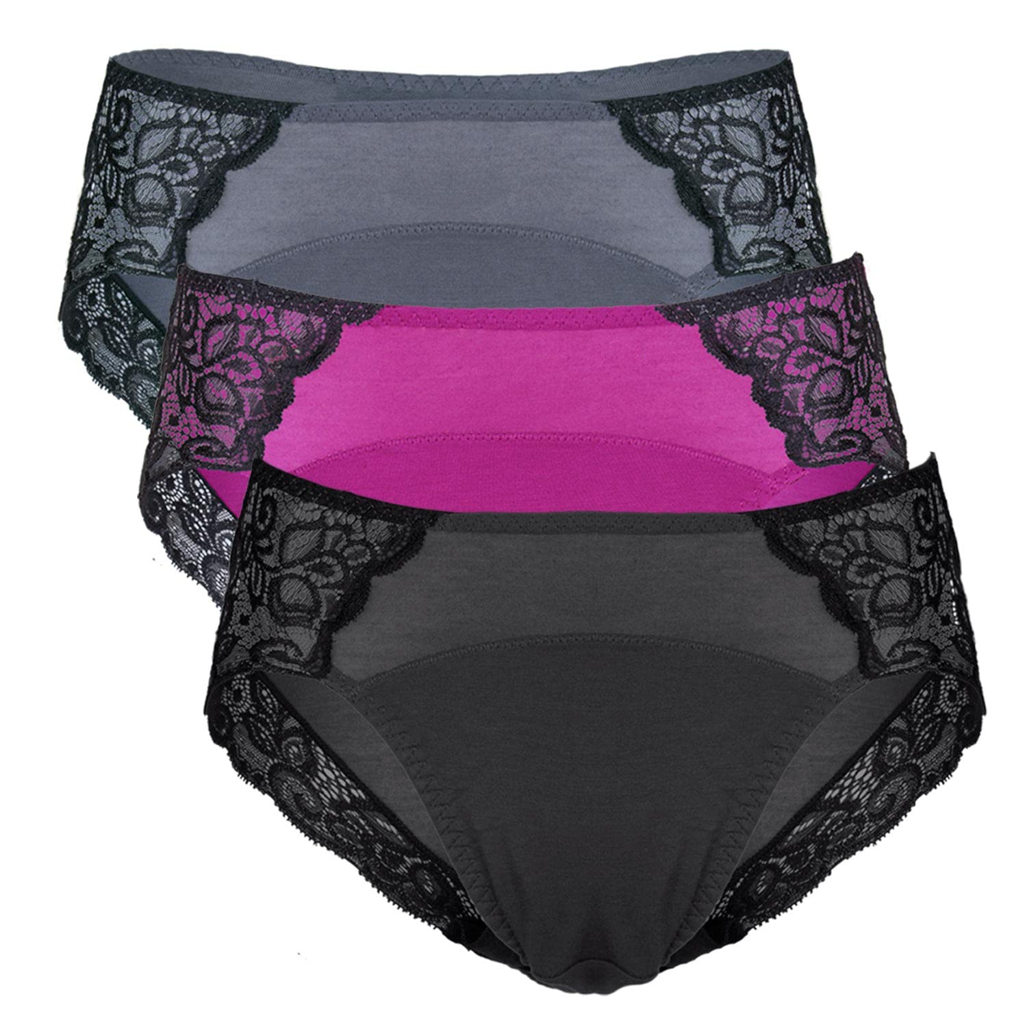 Neione Period Underwear for Women | Leak-Proof Menstrual & Postpartum Panties | Soft Lace Hipster Briefs | Comfortable for Sleep, Workout & Everyday Wear