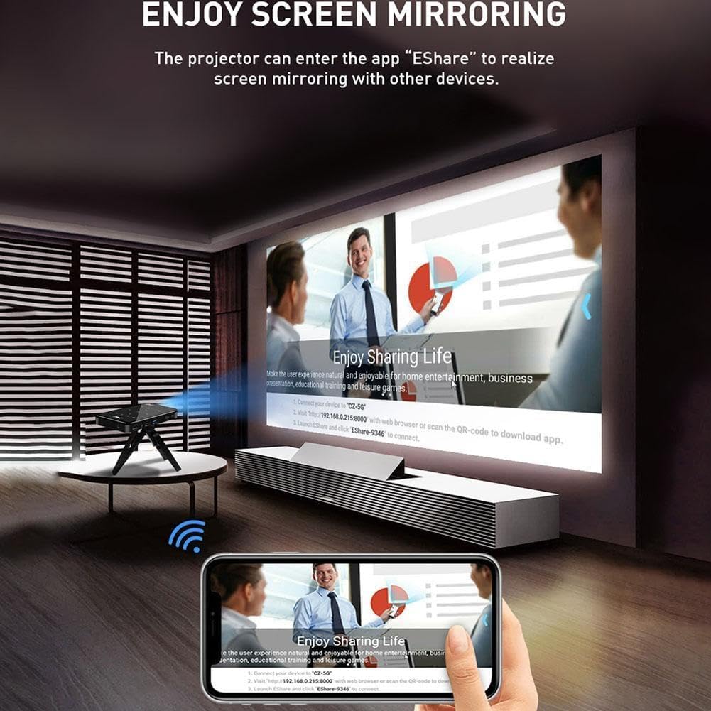 P09 II DLP Portable Mini Projector - Android 9.0, 4K Support, Auto Keystone, WiFi & Bluetooth - Home Theater, Outdoor Movie Nights, Business Presentations, Classroom Teaching