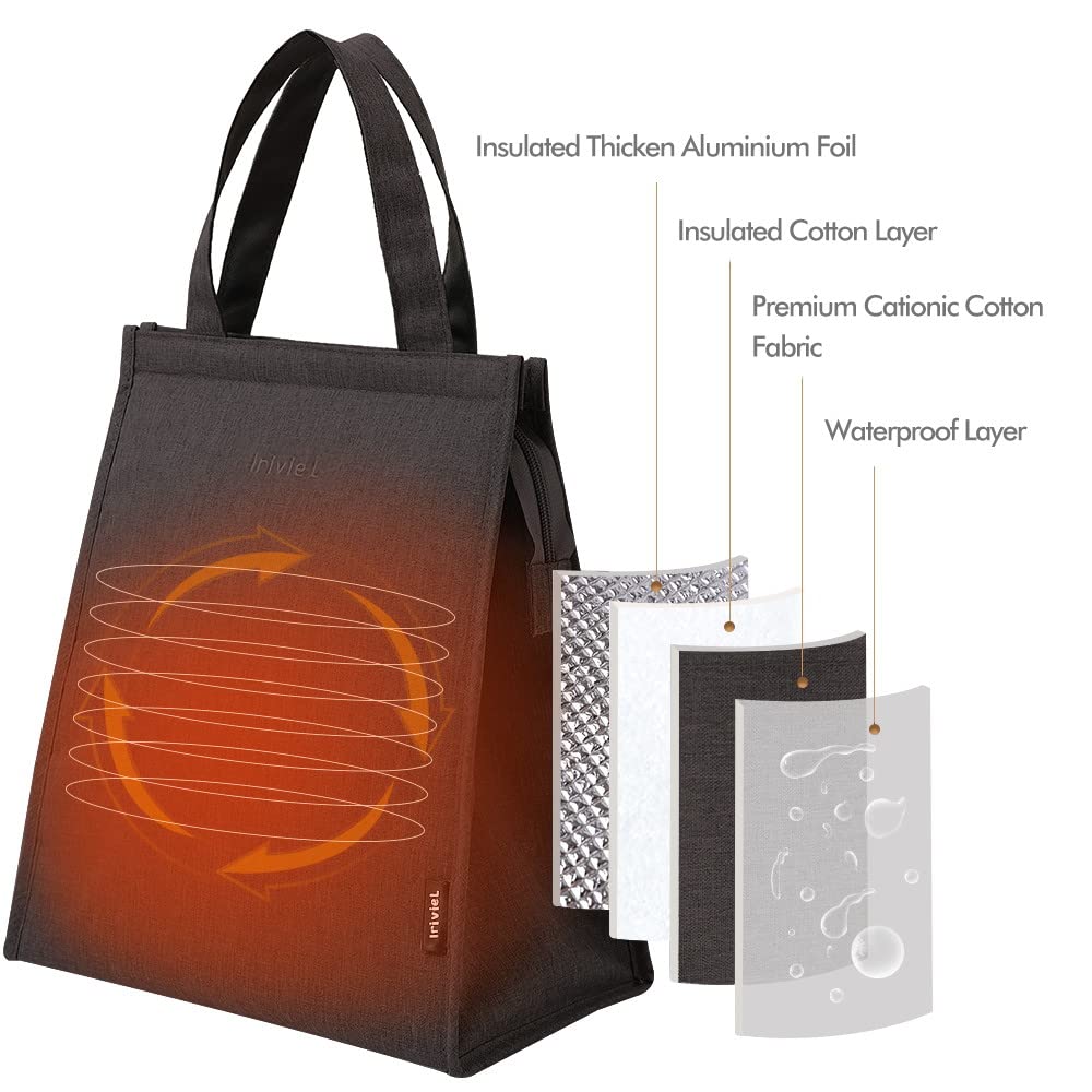 Insulated Reusable Lunch Bag for Men & Women - Black Zippered Tote Lunch Box for Work, School & Outdoor Activities | Eco-Friendly & Leak-Proof Food Container