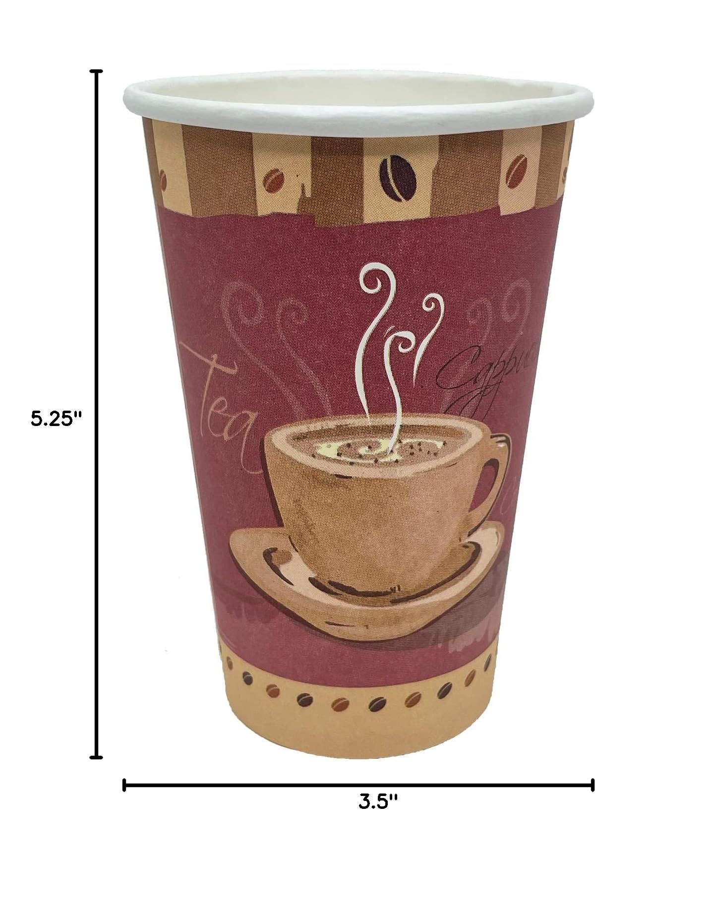 16oz Disposable Printed Colored Tea & Coffee Cups with Flat Tear-Back White Lids - 2000 Count Bulk Pack for Hot/Cold Beverages, Coffee, Tea & Soup - Perfect for Thanksgiving, Parties, Cafes & Office Events