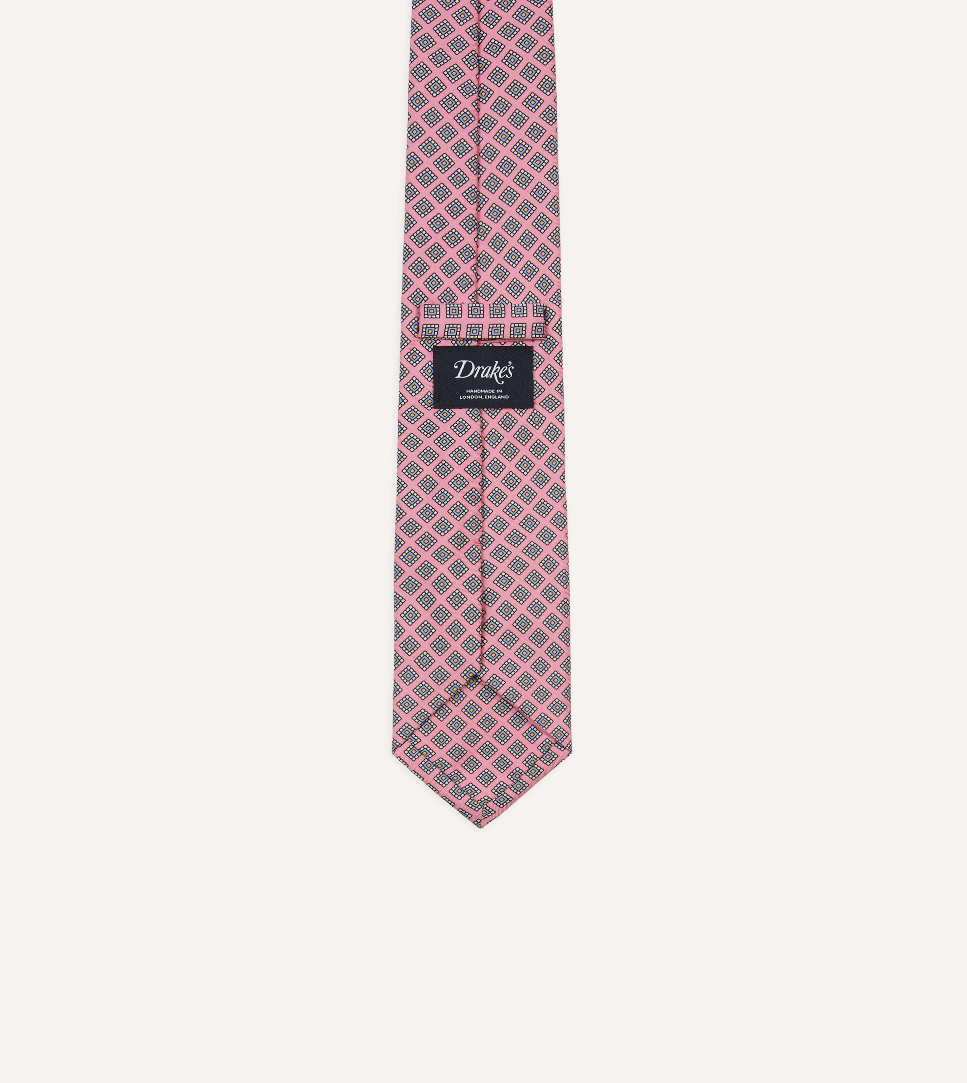 Elegant Pink Square Medallion Self-Tipped Silk Tie for Men - Perfect for Weddings, Business Meetings & Formal Events