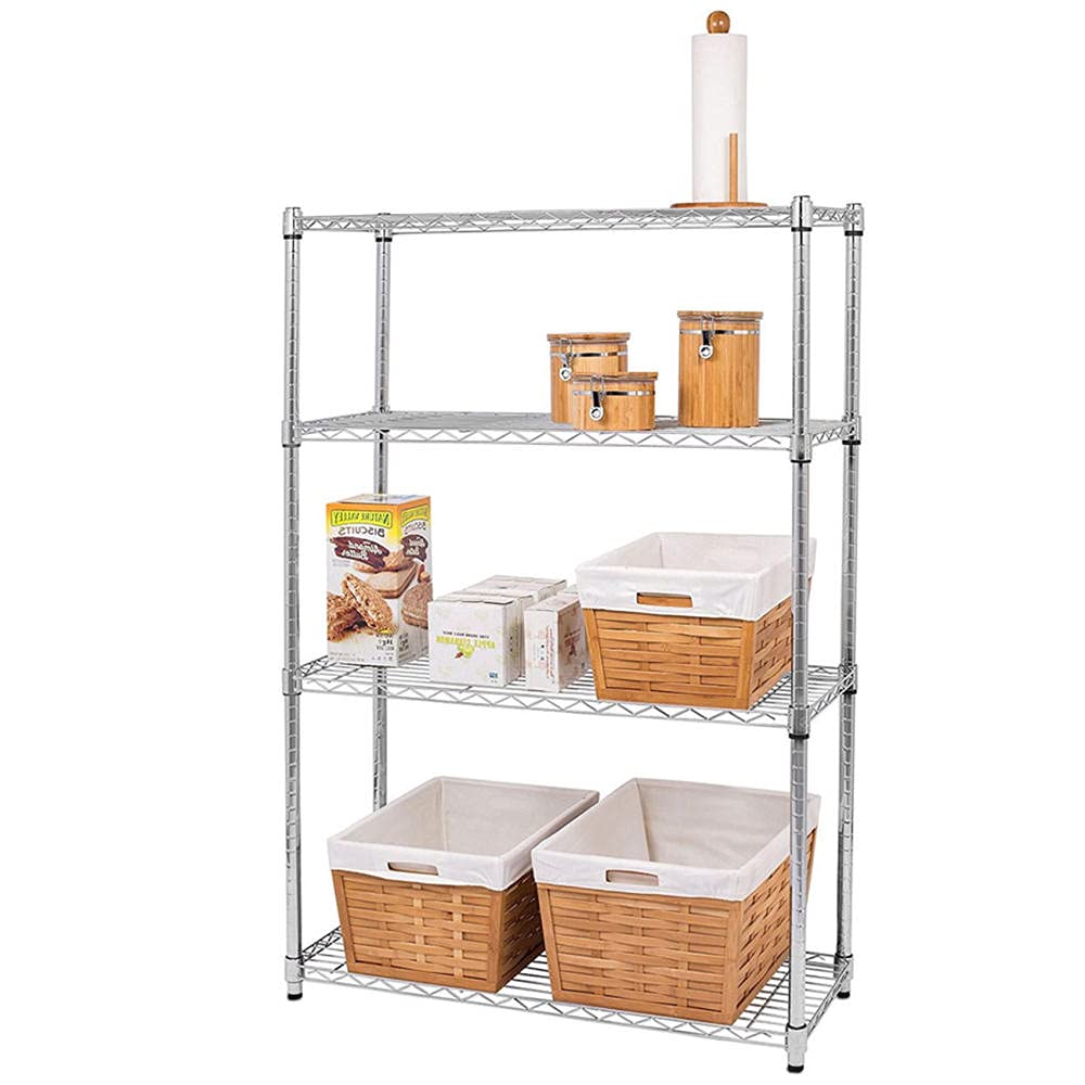 4-Tier Heavy Duty Metal Shelving Unit - Adjustable Kitchen Storage Rack for Bathroom, Living Room, Balcony & Entryway - 440 lbs Weight Capacity (35.43