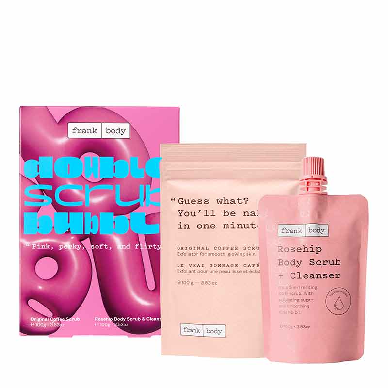 Frank Body Double Scrub Bubble Gift Set - Exfoliating Coffee Body Scrub & Cleansing Face Scrub Duo - Perfect for Spa Day & Self-Care Routine (Discontinued)