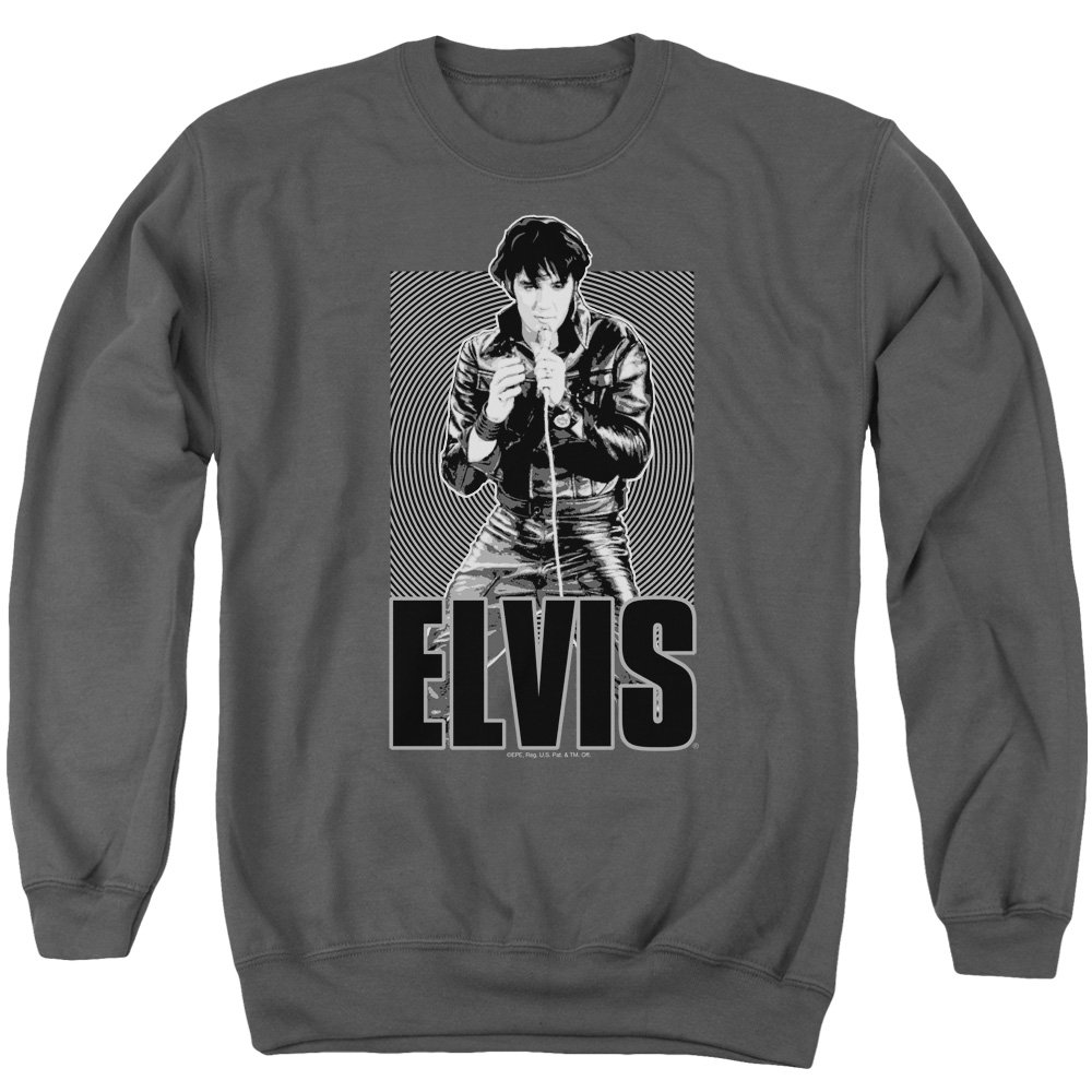 Elvis Presley Sweatshirt Leather Jacket - Charcoal Pullover Hoodie for Men | Vintage Rock Style | Perfect for Concerts, Halloween & Casual Wear
