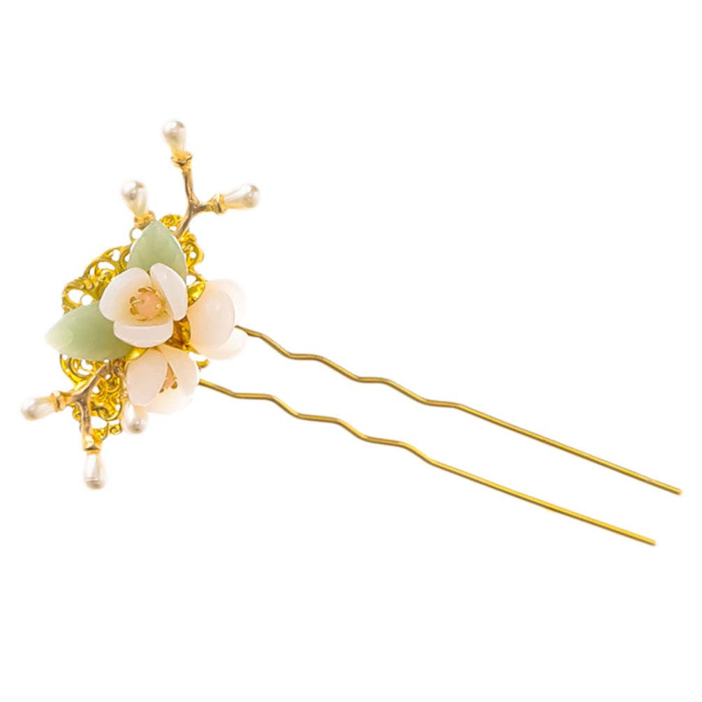 Vintage Pearl Hair Stick - Chinese Traditional Flower Hair Pin for Women, Elegant Hair Chopsticks & Updo Headdress Accessories | Perfect for Weddings, Parties, and Formal Events