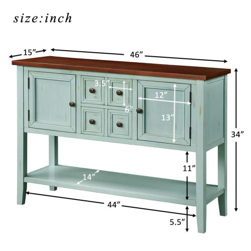 Antique Blue Buffet Sideboard Console Table with Storage Drawers & Cabinets - Sofa Table, End Table for Living Room, Dining Room - Perfect for Home Decor & Extra Storage Space