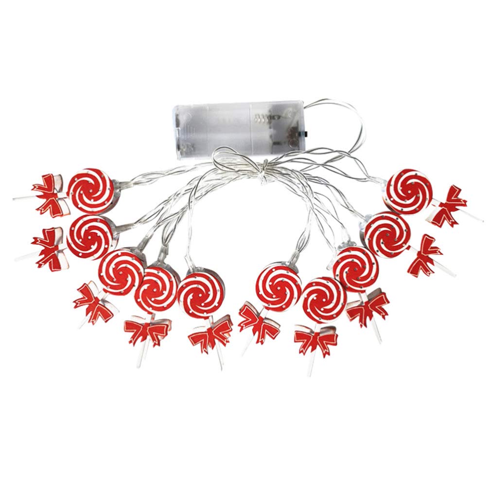 OSALADI Christmas Candy String Lights - 10 LED Lollipop Sweets LED String Lamps for Xmas Party Decorations (1.65m, No Battery) - Perfect for Indoor & Outdoor Holiday Decor, Tree Trimming, and Festive Home Lighting