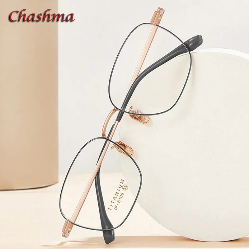 Unisex Titanium Square Full Rim Eyeglasses 6106 - Lightweight & Durable for Reading, Work & Everyday Use