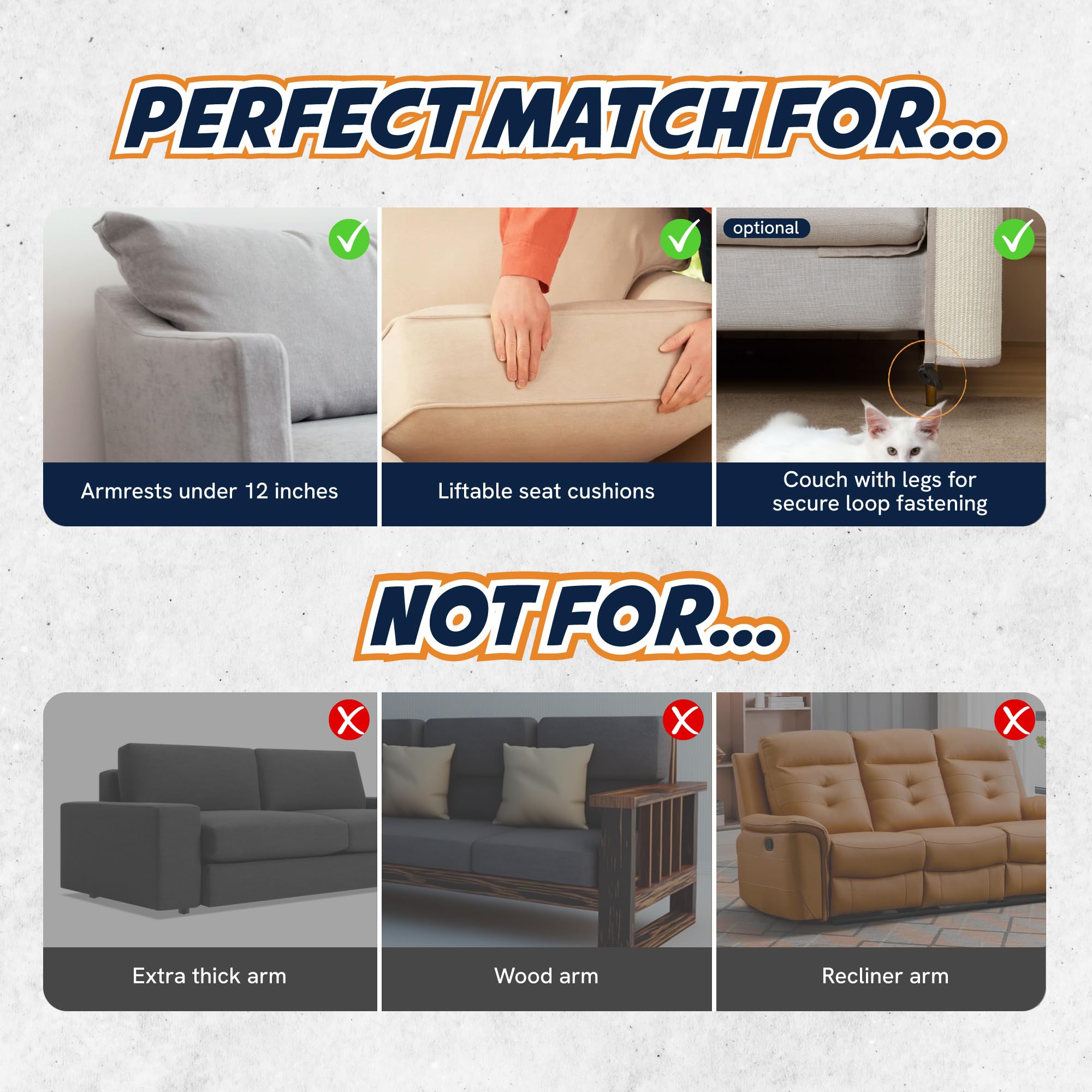 Premium 3-Piece Panther Armor Cat Scratch Mats Set for Couches - Left Arm, Right Arm & Backrest Protectors in Beige | Natural Sisal Furniture Protector | Durable Scratch Pads for Cats | Perfect for Living Room Sofa Protection & Cat Nail Care