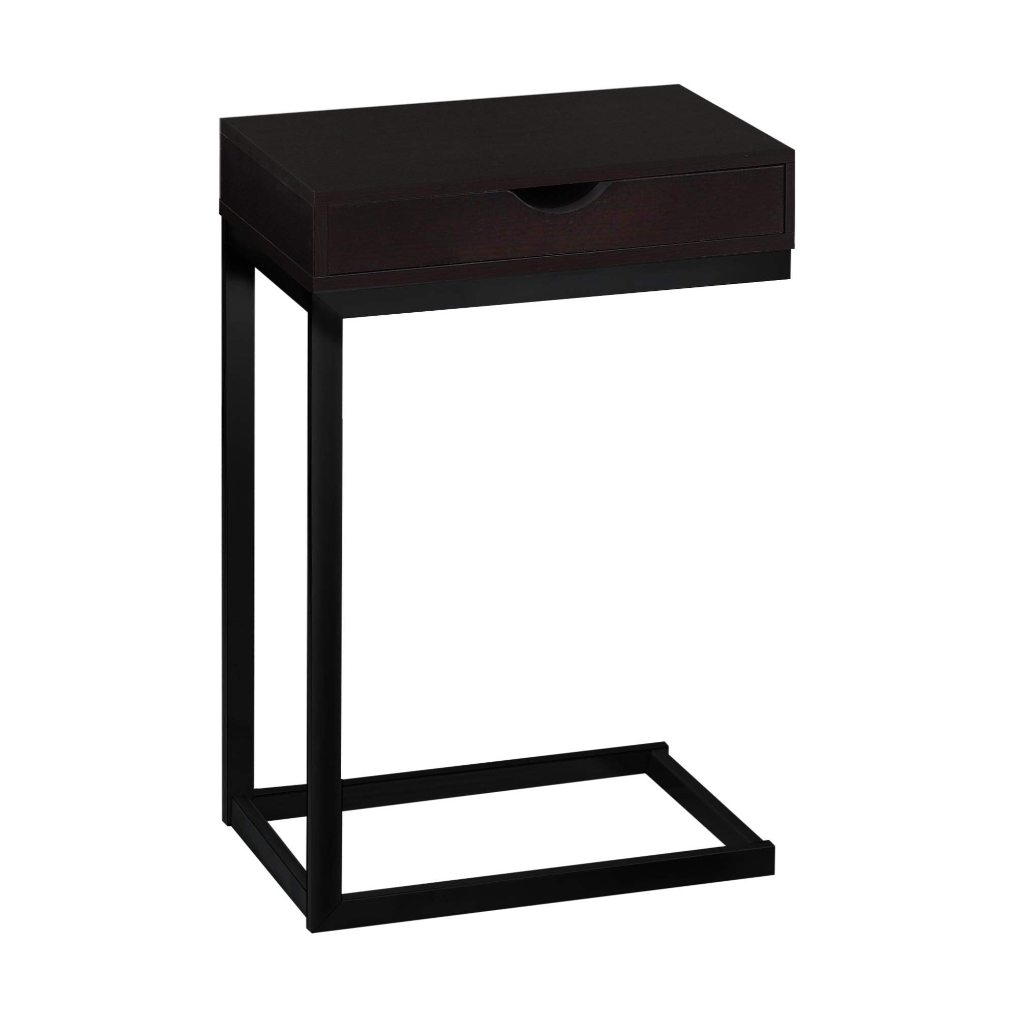 Ergode Accent Table with Drawer - Espresso Finish & Black Metal Frame - Perfect for Living Room, Bedroom, or Office Decor