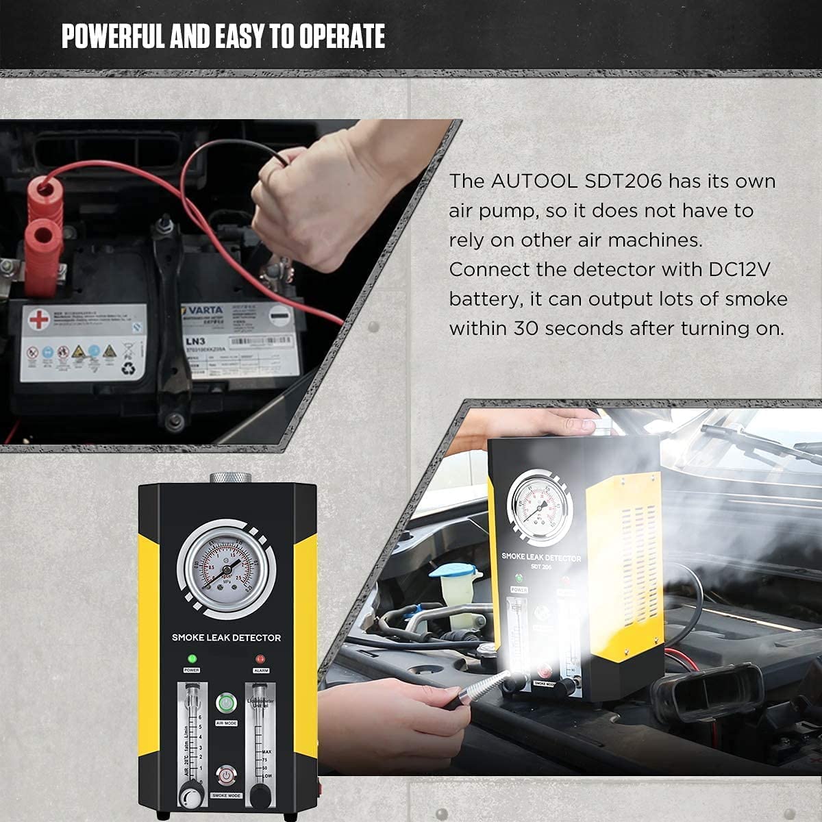 AUTOOL SDT206 12V Automotive Fuel Leak Detector - 2 Mode EVAP Leak Tester for Cars, Boats & Vehicles with Adjustable Flow Meter | Diagnose Fuel Line & Pipe System Leaks | Perfect for Mechanics & DIY Car Maintenance