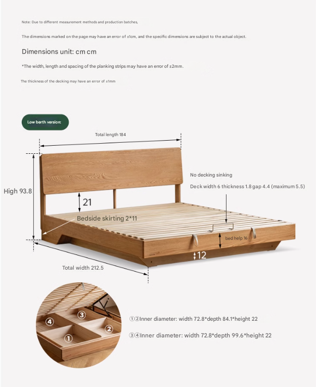 Solid Oak & Black Walnut Wood Floating Platform Bed with LED Lighting - Modern Bedroom Furniture for Contemporary Home Decor