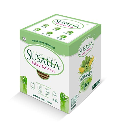 SUSALIA Baked Tostadas | Gluten Free Corn & Cactus Toast - Pack of 6 (7 oz each) | Healthy Artisan Snack for Parties, Nachos & Mexican Cuisine