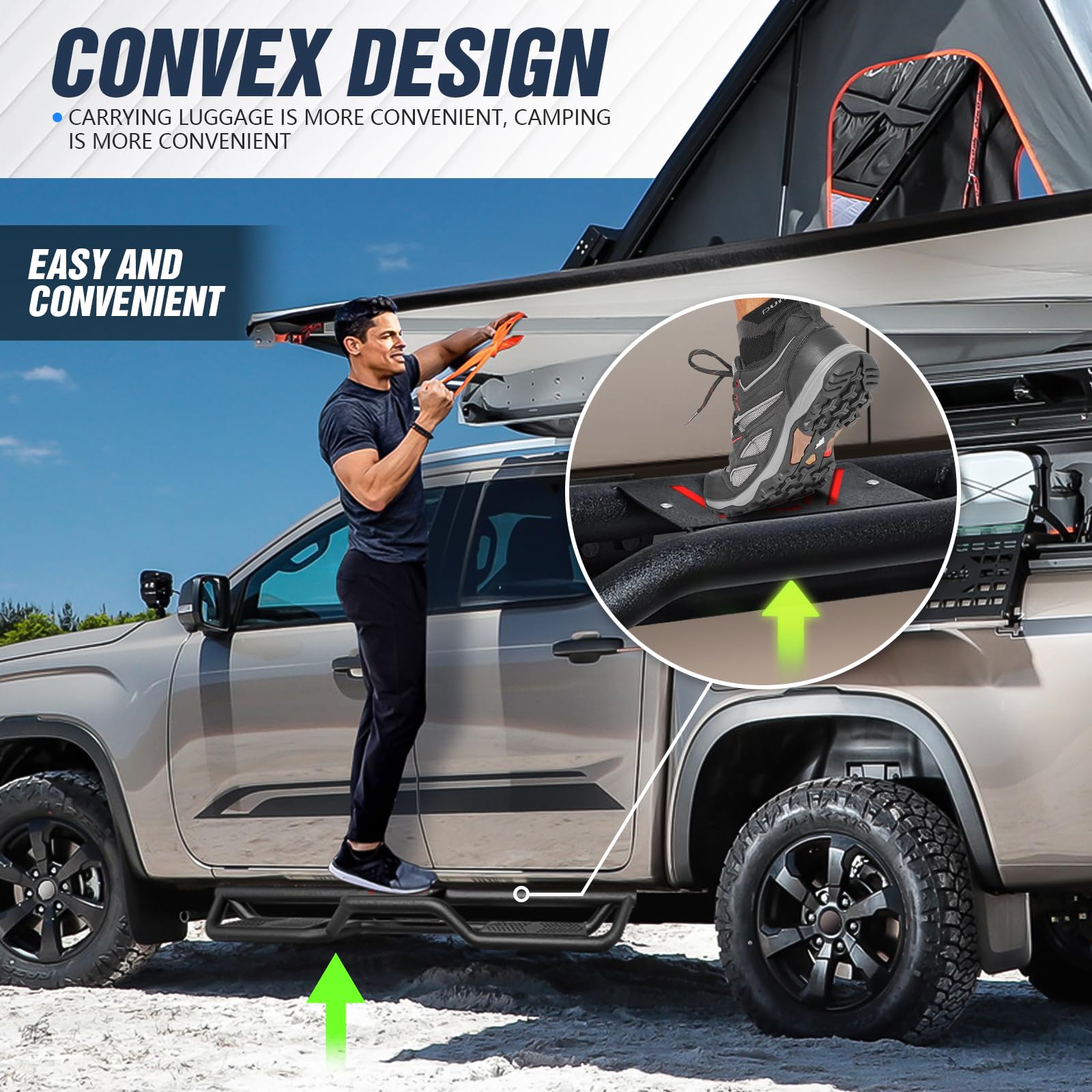 Heavy Duty Crew Cab Running Boards & Side Steps for 2019-2025 Chevy Silverado 1500 & GMC Sierra 1500/2500/3500 HD - Non-Slip Black Nerf Bars - Perfect for Off-Roading, Truck Access & Easy Entry/Exit