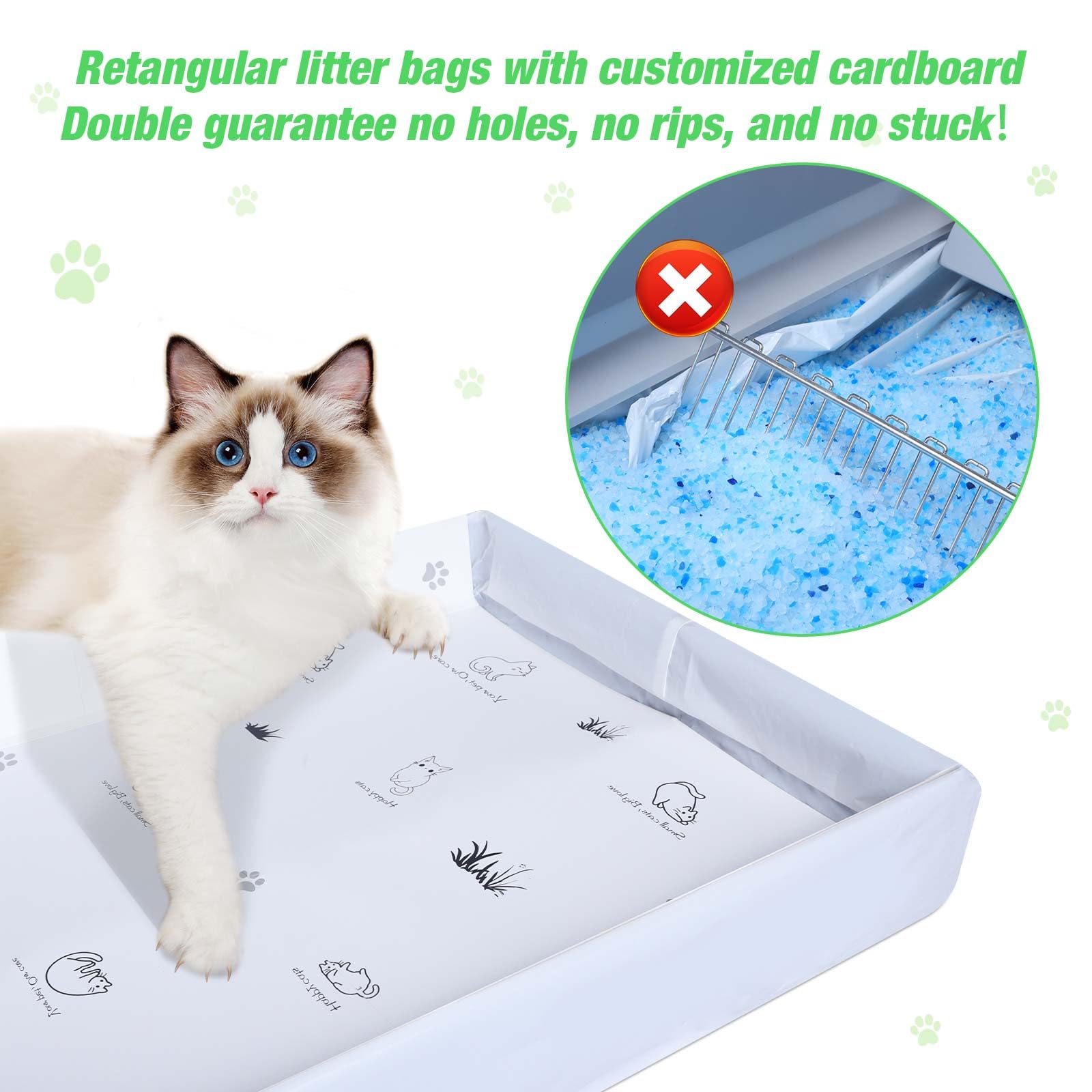 Pets Scoopfree Litter Box Liners - 20 Pack Rectangle Refill Tray Bags with Anti-Scratch Cardboard | Odor Control & Easy Cleanup for Cat Litter Boxes
