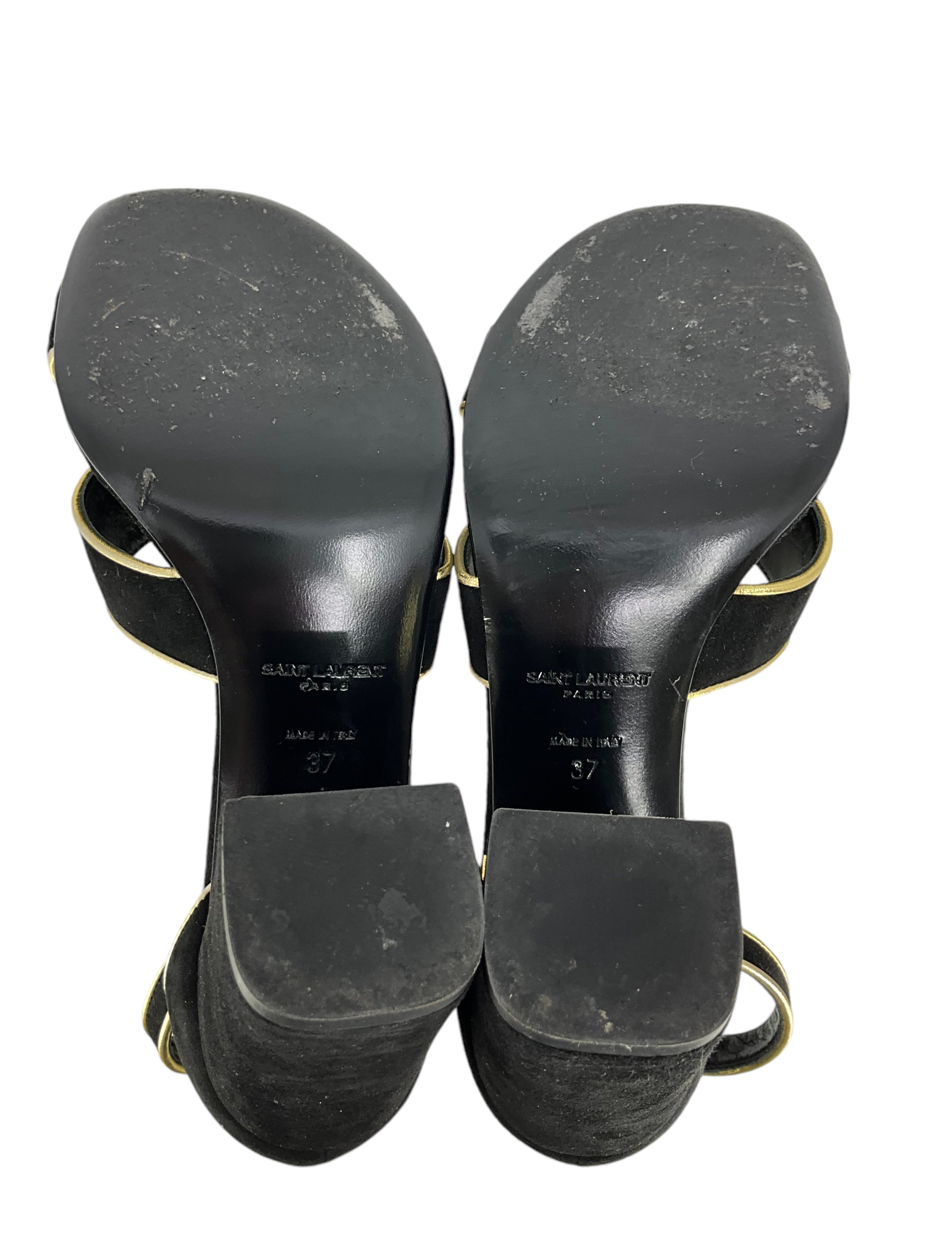 Saint Laurent Babies Suede Ankle Strap Sandals Size 7 - Luxury Toddler Shoes for Special Occasions & Photo Shoots