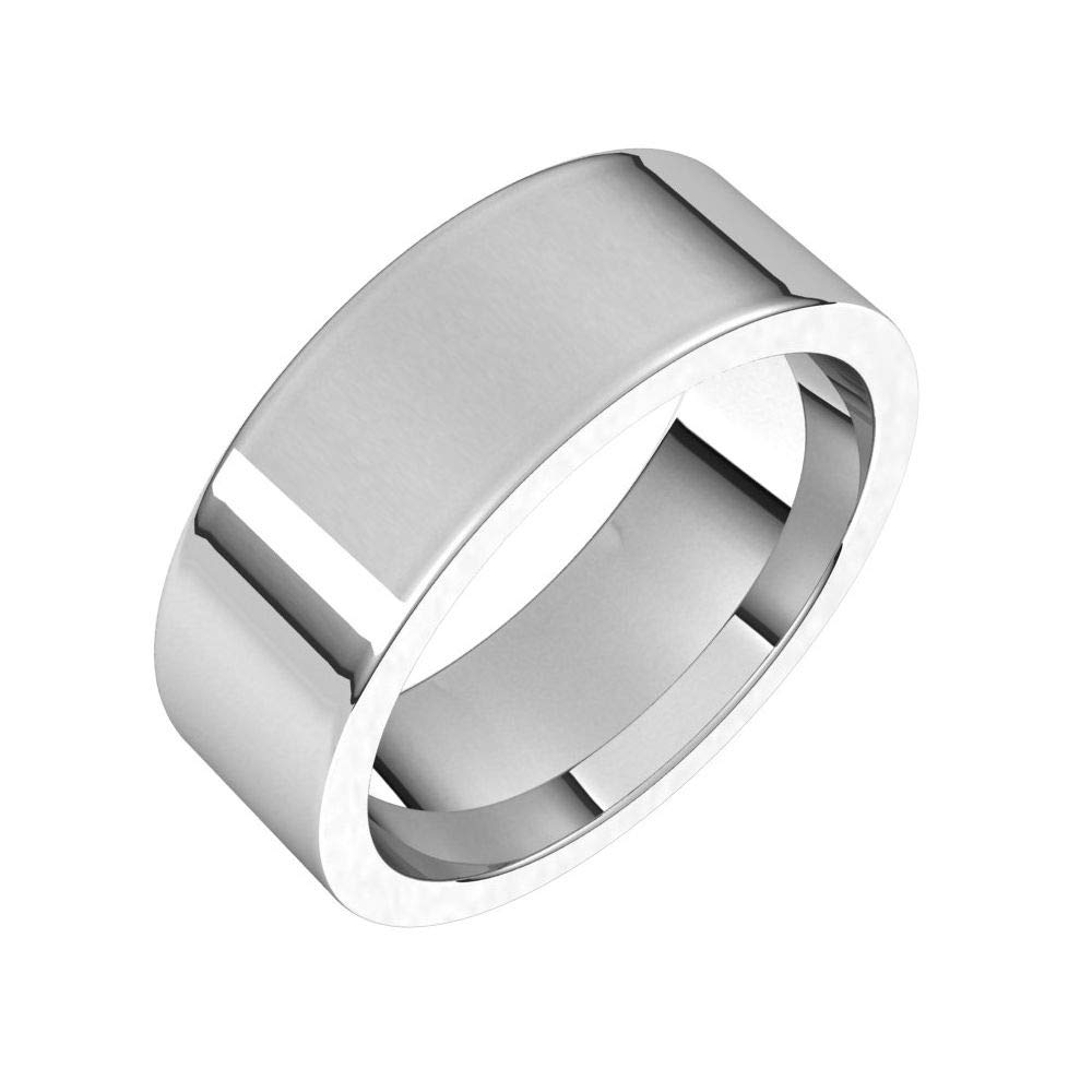 Tarnish Resistant 925 Sterling Silver 7mm Flat Comfort Fit Wedding Band Ring for Men - Heavy Thick Classic Plain Traditional Design - Size 11 - Perfect for Weddings, Anniversaries, and Everyday Wear