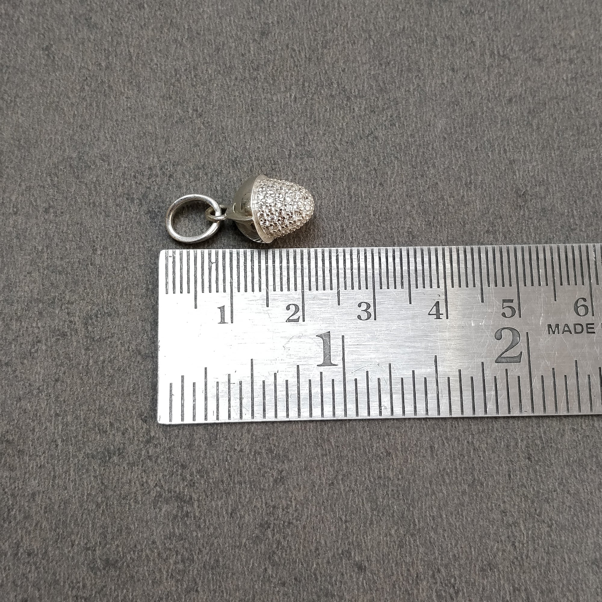 5.00gms Sterling Silver Cubic Zirconia Pendant - Mini Bullet & Leaf Loop Design | Elegant Jewelry Gift for Women | Perfect for Birthdays, Anniversaries & Special Occasions