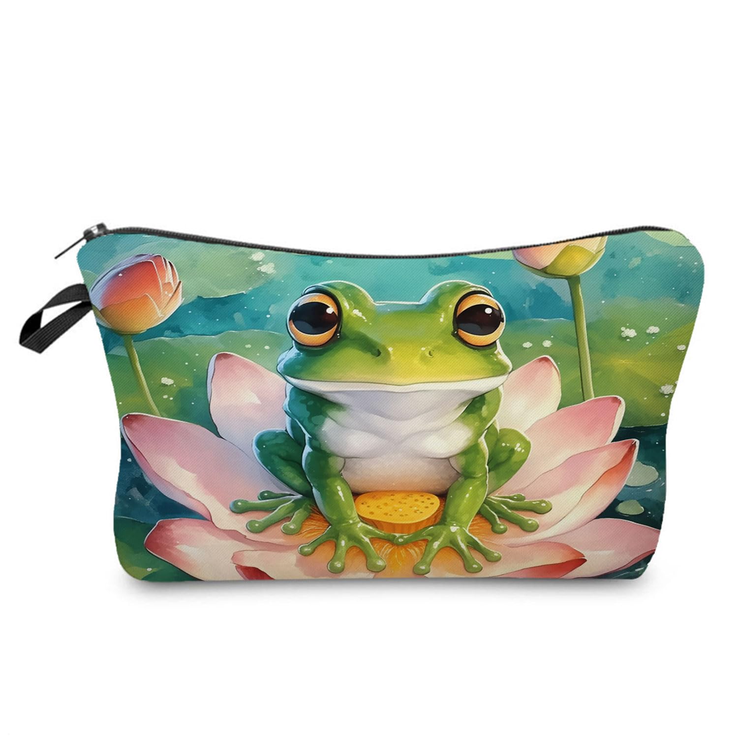 Cute Cartoon Frog Makeup Bag - Small Travel Toiletry Organizer with Zipper - Waterproof Cosmetic Pouch for Women - Perfect Birthday & Christmas Gift for Frog Lovers - Great for Travel, Gym, Daily Makeup Storage & Gift Giving