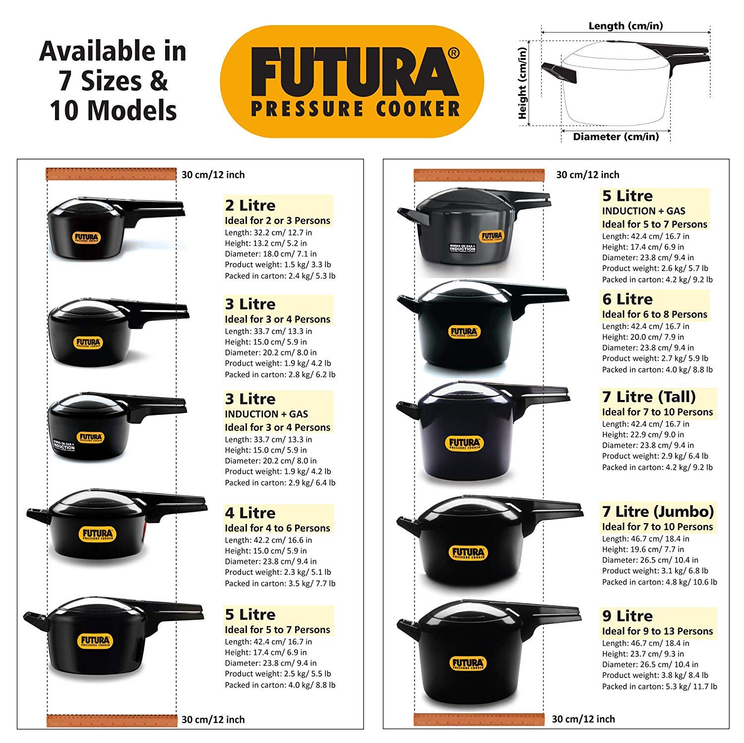 Hawkins Futura Hard Anodized 5.0 Liter Pressure Cooker - Durable & Fast Cooking for Home Chefs | Perfect for Meal Prep, Soups & Stews