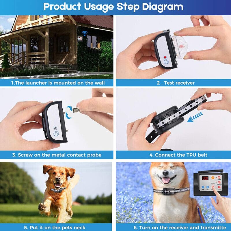 Wireless Dog Fence Electric Pet Containment System - Waterproof & Rechargeable Training Collar with Vibration & Shock Modes, 80-1964ft Control Range for Small to Large Dogs (1 Dog) | Perfect for Backyard Safety & Off-Leash Training