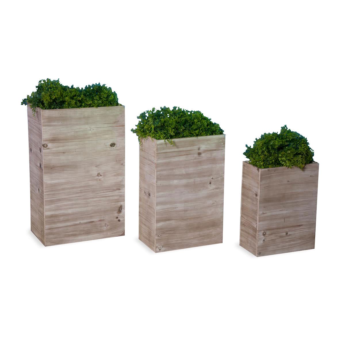 **Anderson's 3-Piece Wooden Planters with Greenery Kit - Rustic Garden Decor for Weddings, Home Decor, and Photo Props | Perfect for Outdoor Events, Patio Decor, and Instagrammable Backdrops**