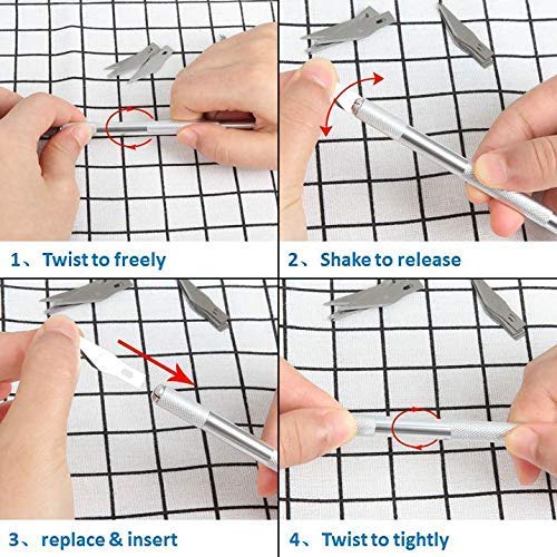 100PCS Precision Hobby Knife Blades with 2PCS Alloy Steel Craft Knife Handles - Heavy Duty Carbon Steel Cutting Tools for DIY Crafting, Scrapbooking, Model Building & Paper Cutting