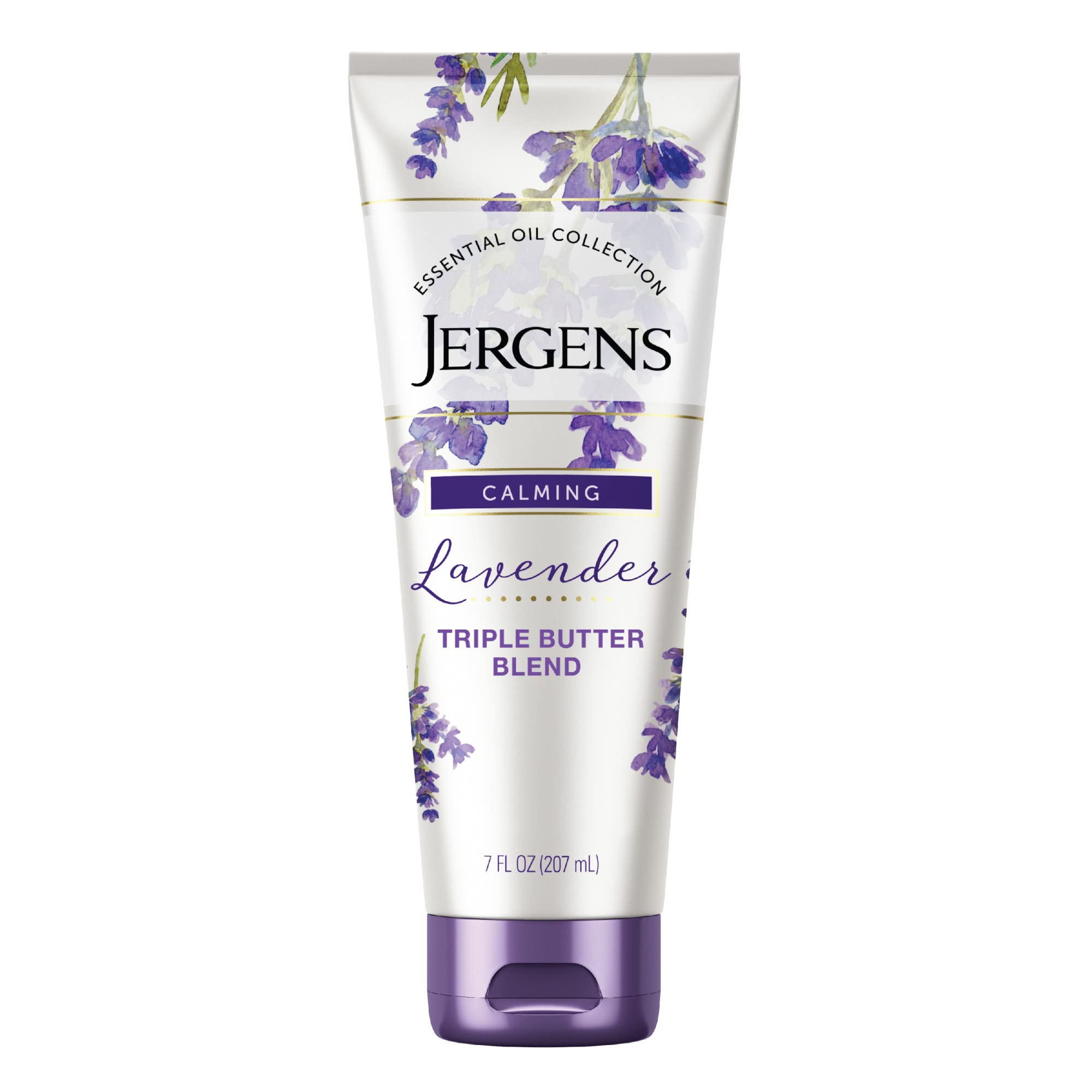 Jergens Lavender Body Butter & Shea Cocoa Butter Lotion - 7 Fl Oz Deep Moisturizing Cream for Dry Skin - Women's Hand & Body Lotion for Hydration & Relaxation - Perfect for Daily Skincare Routine & Spa Night Self-Care