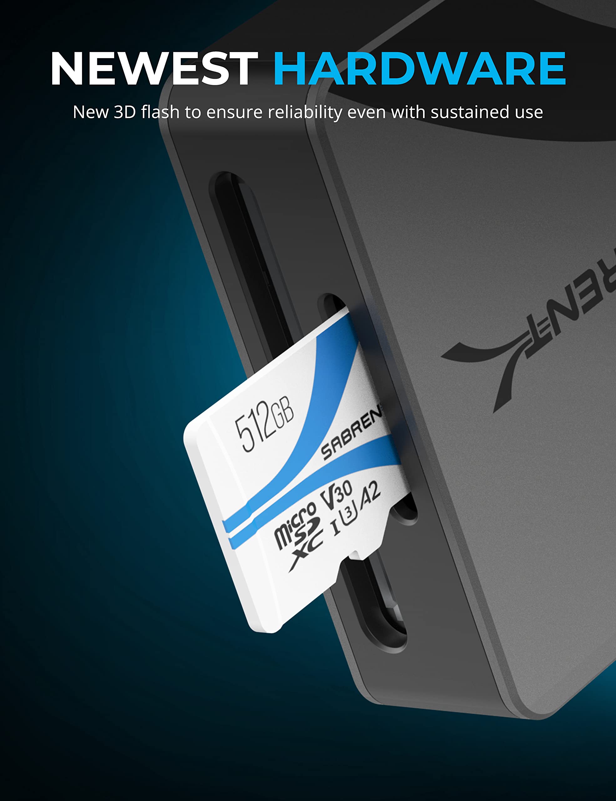 SABRENT 512GB Micro SDXC Card - UHS-I U3 V30 A2 Class 10 - 100MB/s Read Speed for 4K & 8K Video - Perfect for DSLR Cameras, Drones, GoPro, and Action Cameras - Ideal for Photographers, Videographers, and Content Creators (SD-MQ30-512)