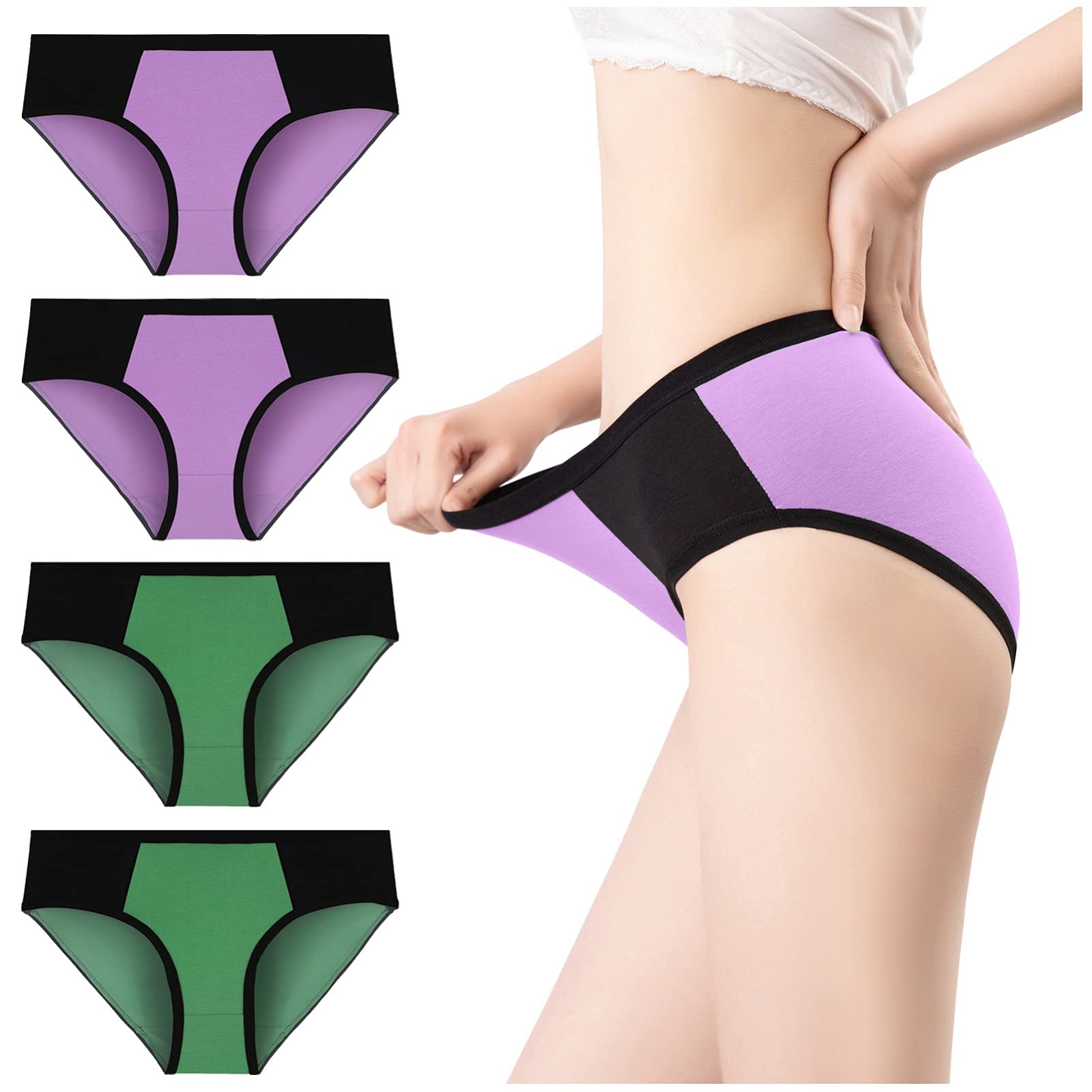 Women's Patchwork Briefs Bikini Underwear - Solid Color Silk Panties Sexy Lingerie (Purple, XXXXXL) | Comfortable Daily Wear & Intimate Occasions