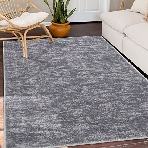 GARVEE 3x5 Washable Non-Slip Area Rug - Soft Solid Grey Throw Carpet for Living Room, Bedroom, Kitchen & Nursery | Perfect for Home Decor, Pet-Friendly & High Traffic Areas (3' x 5')