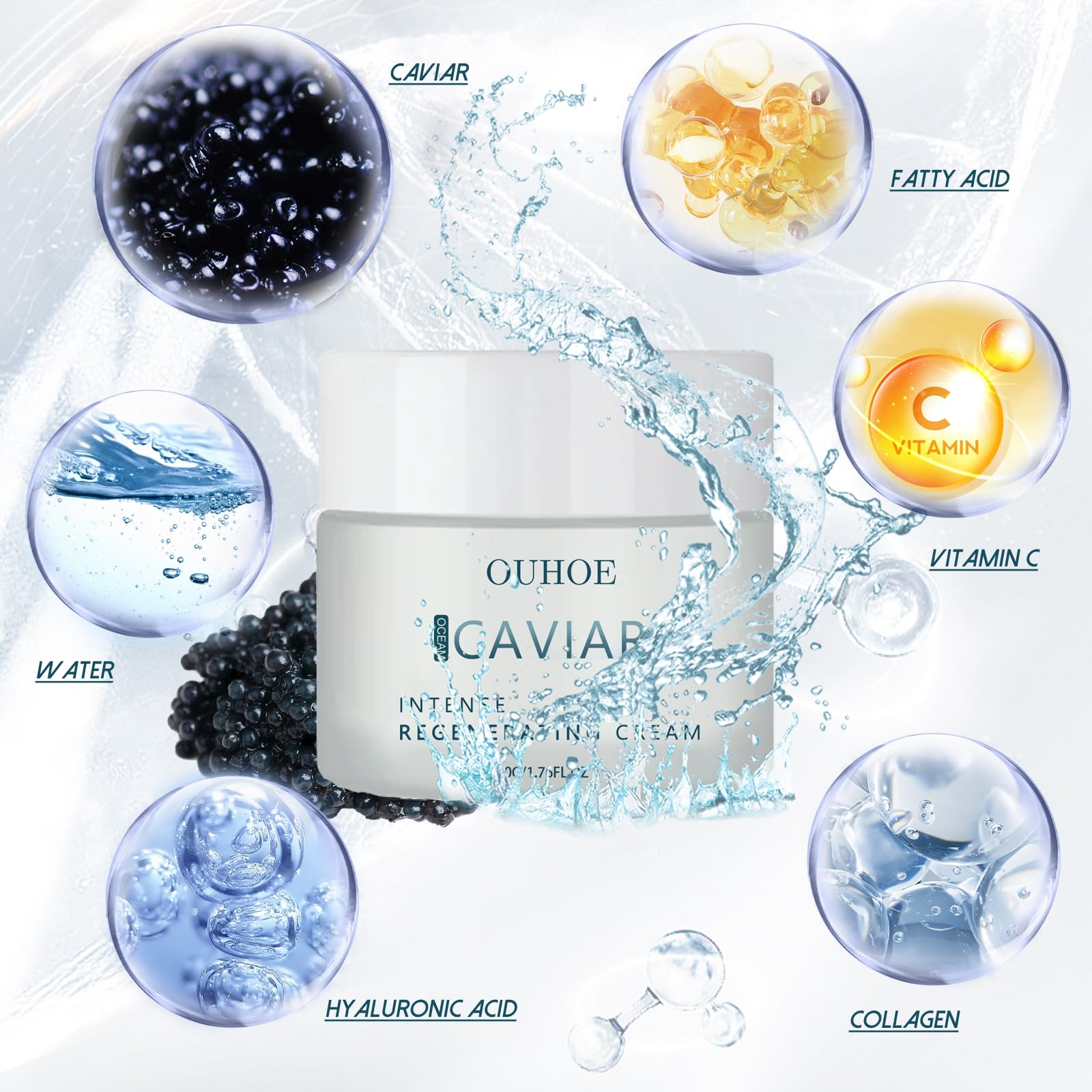 Premium Caviar Collagen Face Cream - Anti-Aging Firming & Lifting Moisturizer with Hydrating Formula, Non-Greasy Revitalizing Cream for Youthful Skin (2-Pack) | Day & Night Use for Radiant Complexion