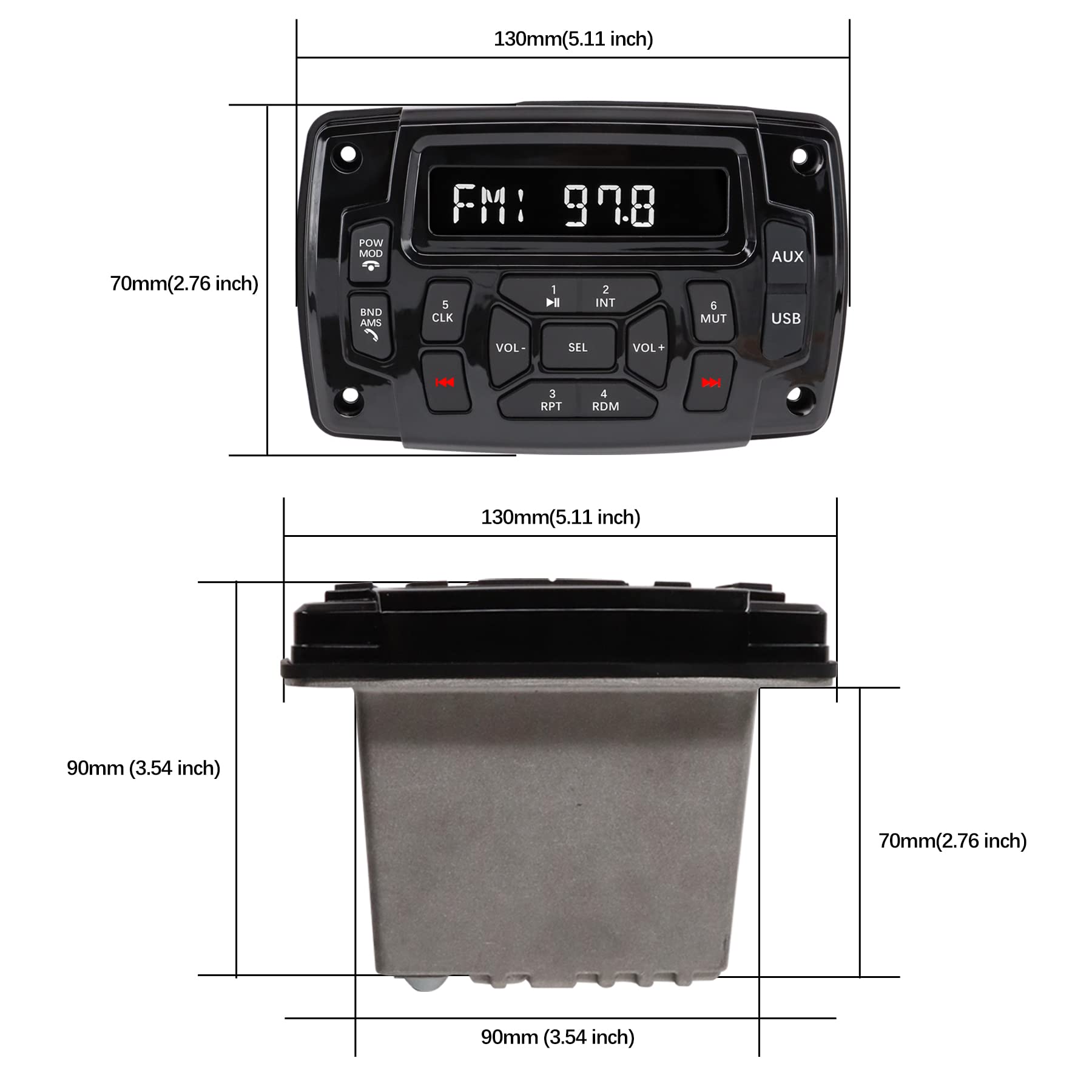 Waterproof Marine Stereo Bluetooth Receiver with AM/FM Radio, MP3 Player & USB Input - Boat Audio System for Cars, Trucks & Watercrafts | Perfect for Boating, Fishing & Outdoor Adventures