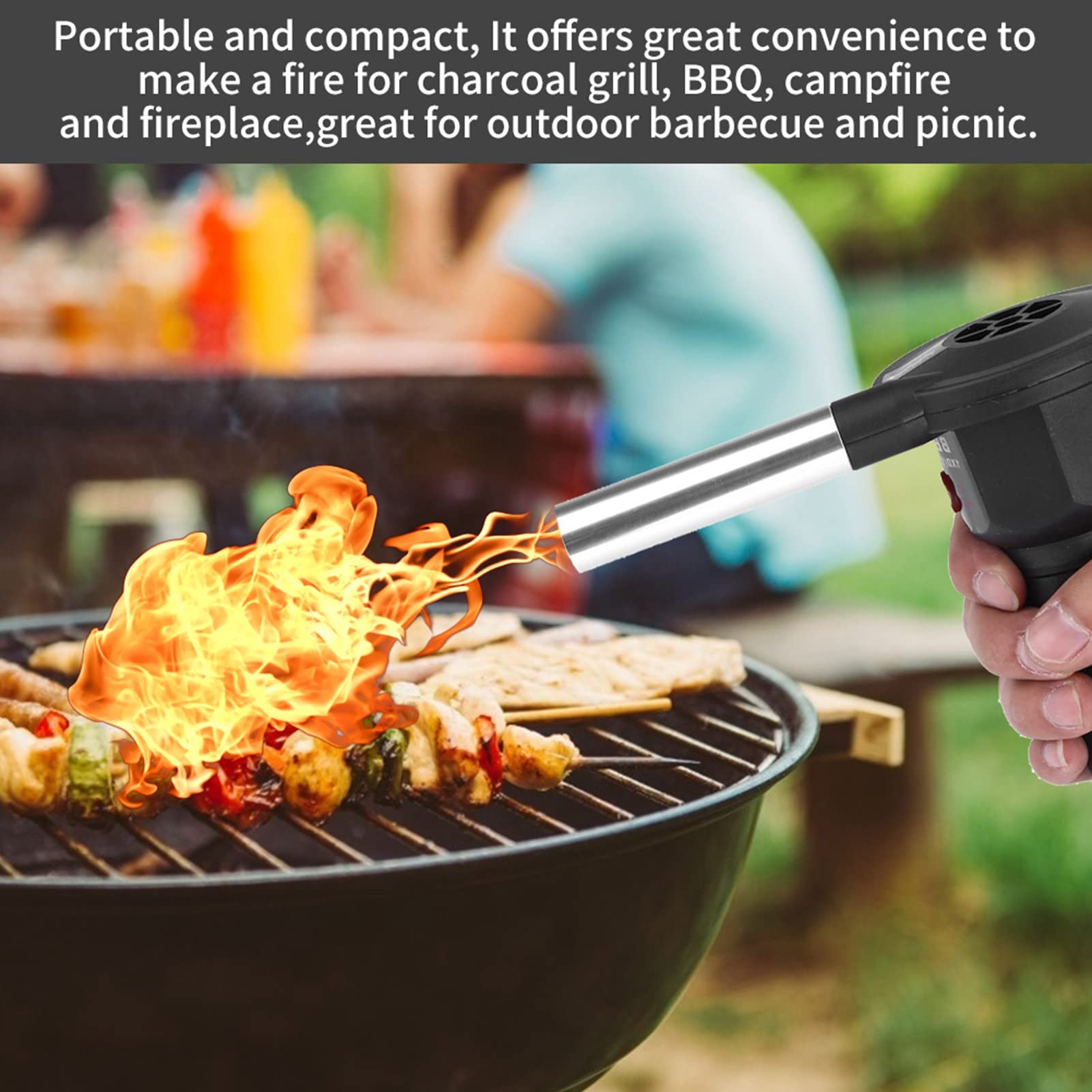 Portable Battery Powered BBQ Fan - Electric Grill Blower & Fire Starter for Charcoal Grills, Outdoor Camping, Picnics & Backyard Barbecues | Perfect for Faster Ignition & Even Heat Distribution