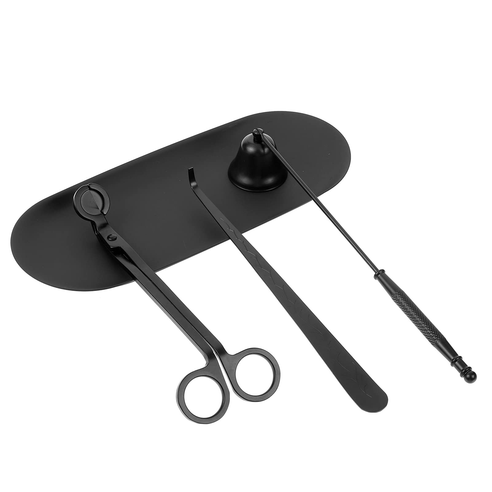 Angoily 4-in-1 Candle Accessory Set - Wick Trimmer, Dipper, Snuffer & Storage Tray - Premium Candle Care Tools for Candle Lovers (Black) - Perfect for Home Decor, Relaxation & Gift Giving