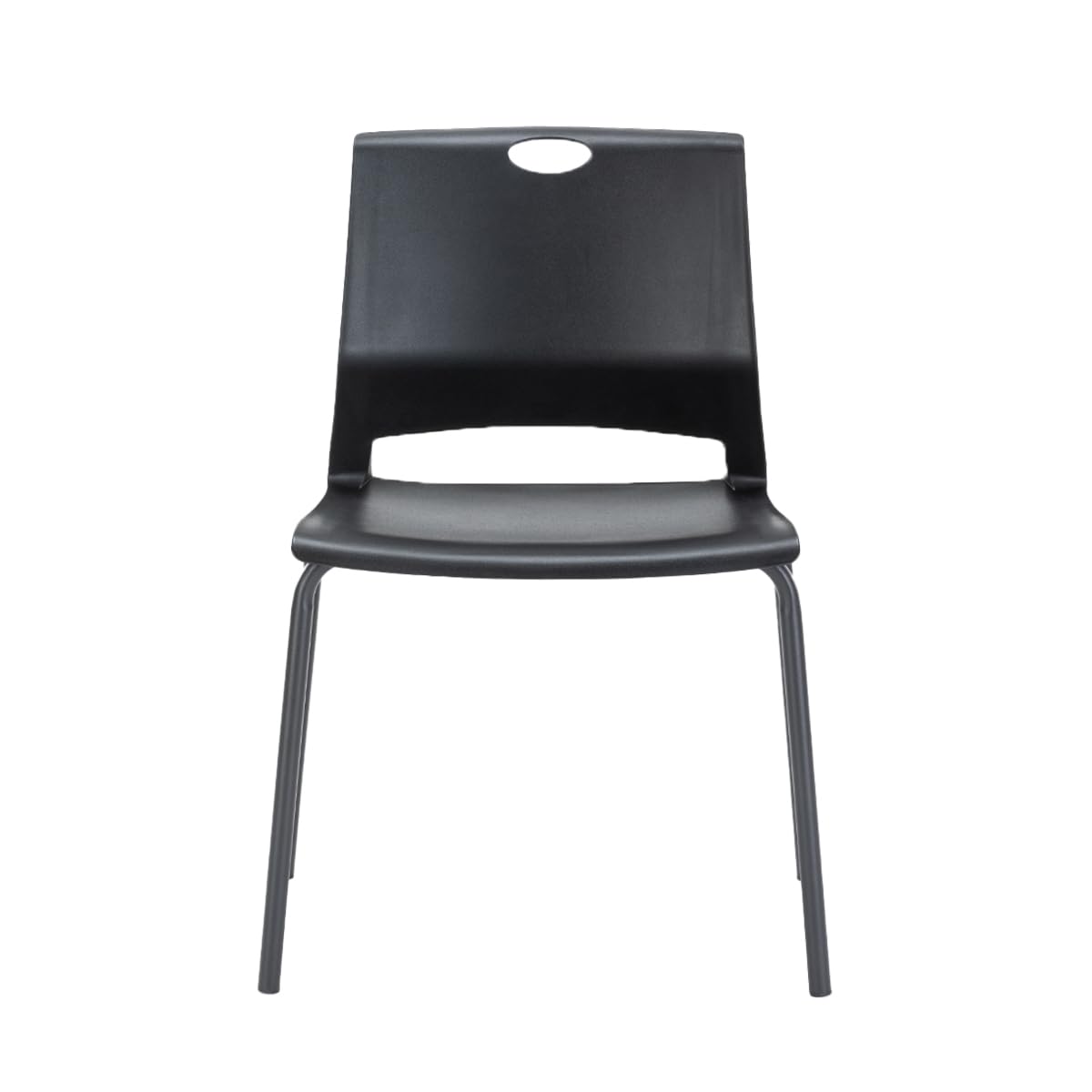 4-Pack Black Stackable Plastic Chairs - Modern Wide Seat Dining & Office Chairs for Conference Room, Church, Living Room, Waiting Area, Classroom | Perfect for Home, Office & Commercial Spaces