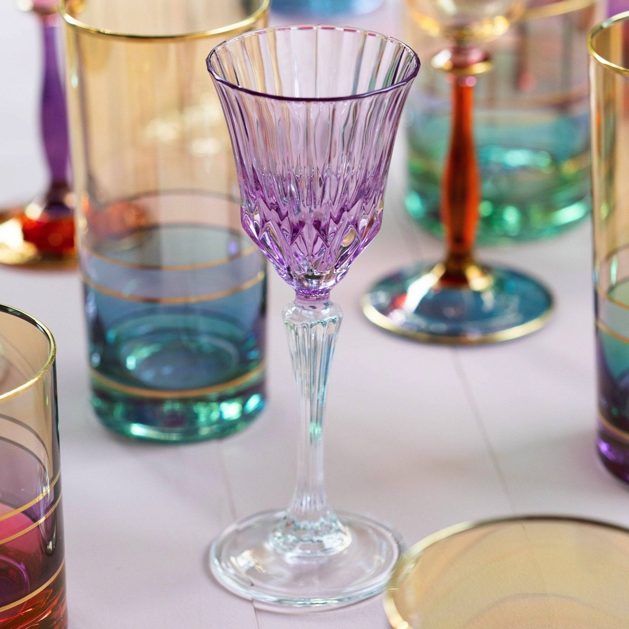 Ada Bicolour Liqueur Stemware Set of 6 - Elegant Crystal Glasses for Cocktails, Wine & Dessert Drinks - Perfect for Parties, Weddings & Home Entertaining