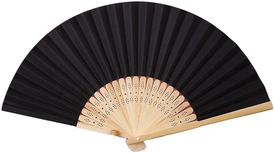 Elegant Chinese Style Silk Folding Fan - Black Lace Handheld Fan for Wedding, Dance, Party & Photo Props | Traditional Floral Design for Women & Girls