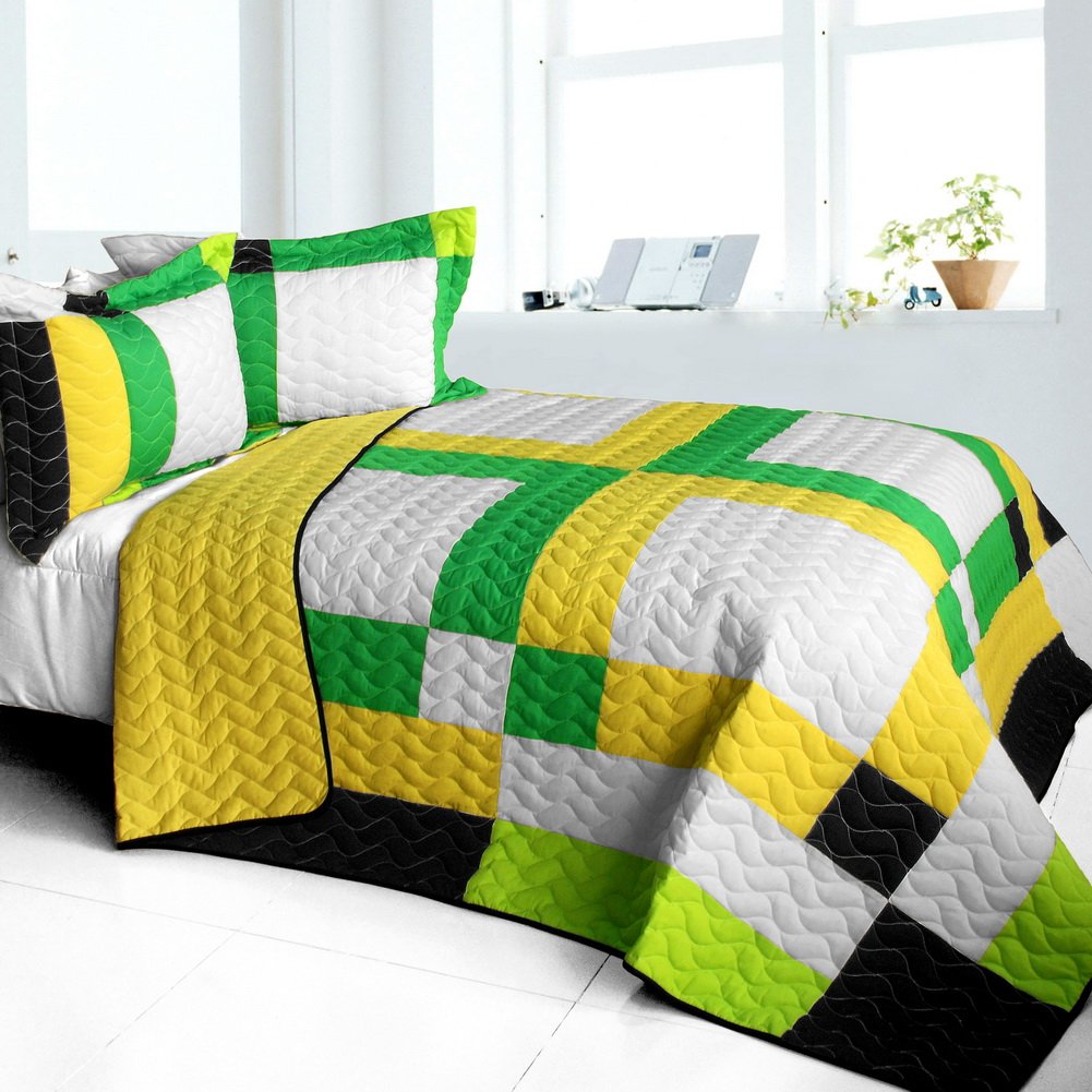 Fresh Field 3-Piece Vermicelli Quilted Patchwork Bedding Set - Full/Queen Size | Soft & Cozy for All Seasons, Perfect for Bedroom Decor