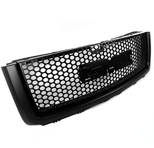 ABS Black Front Bumper Upper Hood Round Mesh Grille for 2007-2013 GMC Sierra 1500 New Body - Durable Replacement Part for Off-Road & Custom Car Upgrades