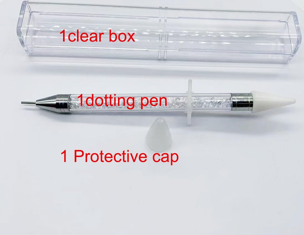 Dual Ended Nail Rhinestones Picker & Dotting Pen - Professional Nail Art Design Tool for Gems, Crystals, Studs & Beads (White) | Perfect for DIY Nail Decoration, Salon Use & Home Manicures