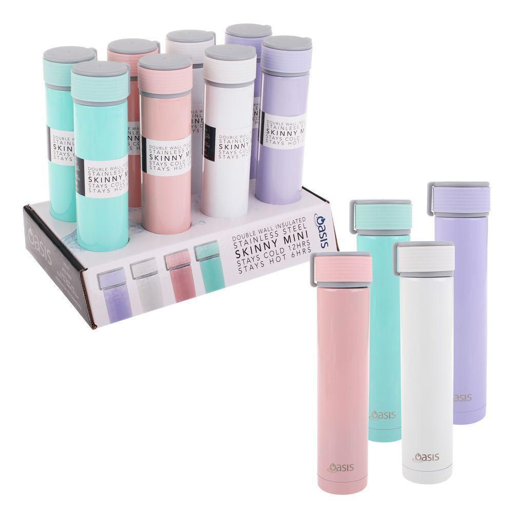 Oasis 250ml Skinny Mini Pastel Insulated Water Bottle - Leak Proof, BPA Free, Lightweight Stainless Steel Tumbler for Kids, Teens & Adults - Perfect for School, Gym, Hiking & Outdoor Activities