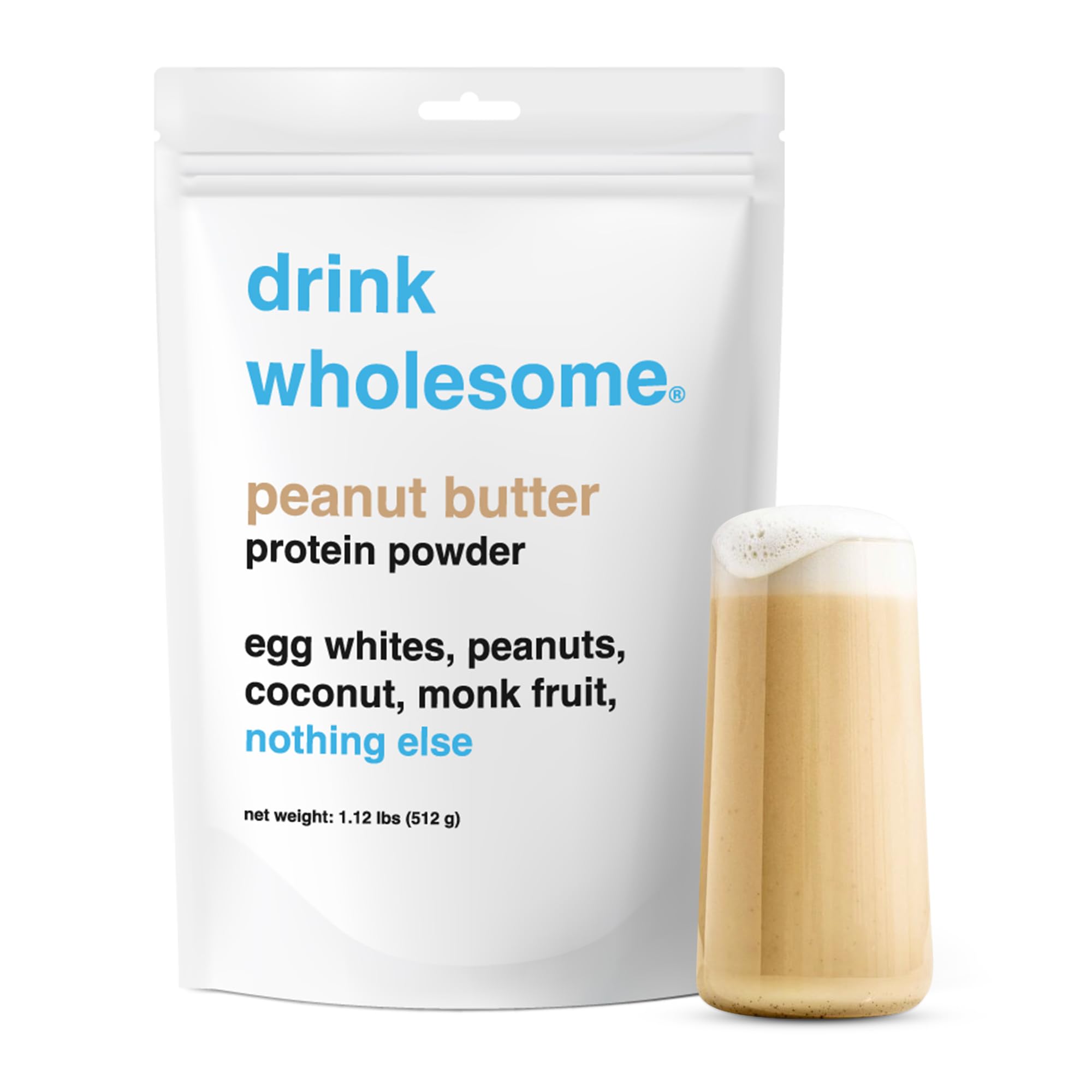 drink wholesome Peanut Butter Egg White Protein Powder - Gut Friendly, Dairy & Lactose Free Protein Supplement for Sensitive Stomachs | No Artificial Sweeteners | Paleo & Carnivore Diet Friendly | Safe for Kids & Seniors | Perfect for Post-Workout Recovery & Healthy Smoothies